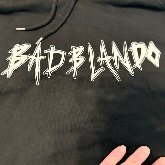 Bad Blando Hoodie XL Horror Face Back Fit Graphic Face Black Streetwear Twitch - Picture 4 of 4